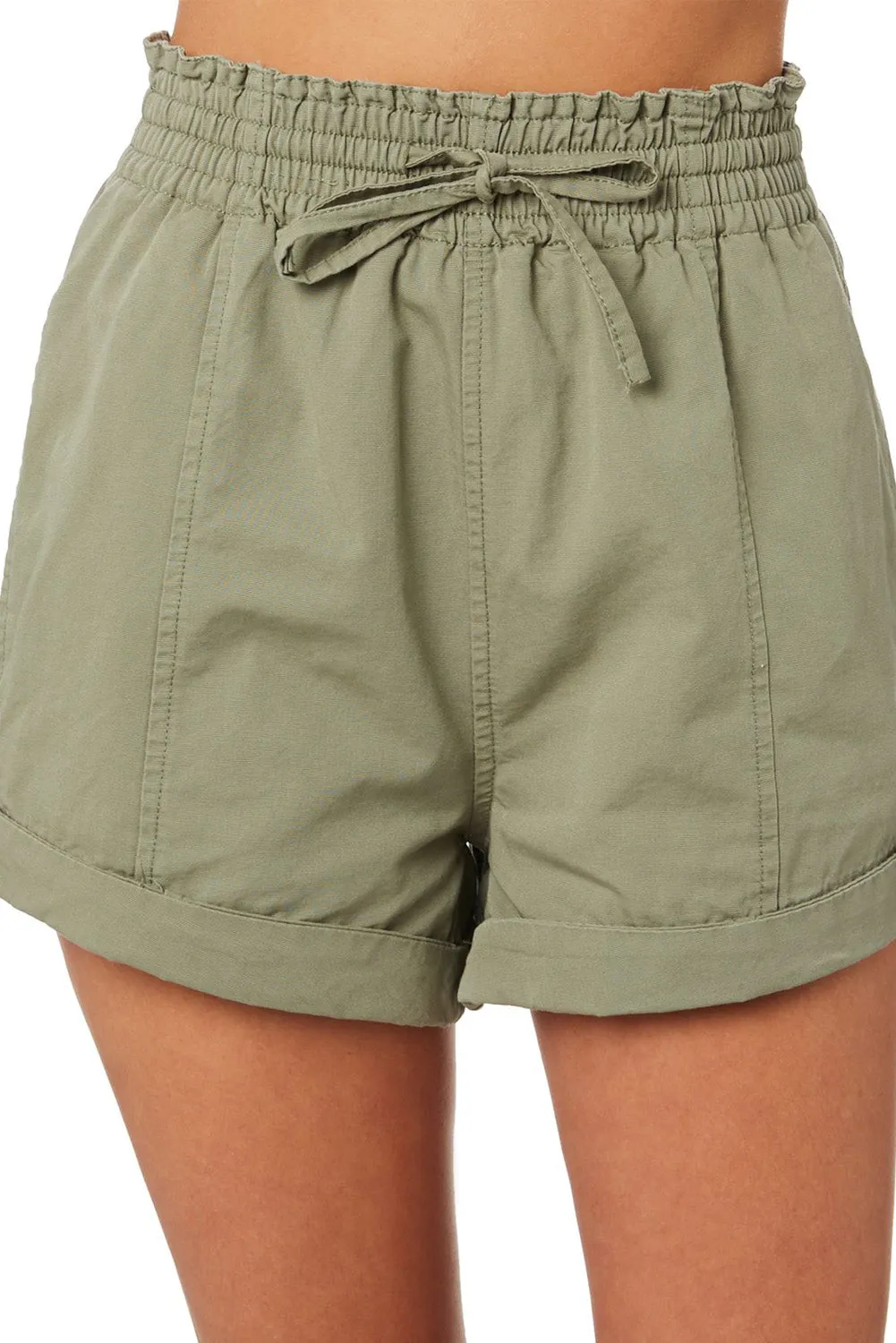 Elastic Waist Drawstring Roll Hem Shorts