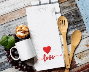 Embroidered Love Waffle Towel