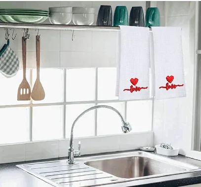 Embroidered Love Waffle Towel