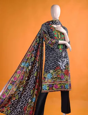 FR-2A - Abstracted Art  |  Linen Embroidered & Printed Unstitched Dress