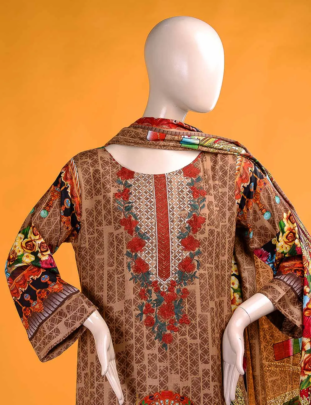 FR-3B - Magnus Style  |  Linen Embroidered & Printed Unstitched Dress