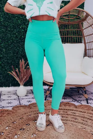 Free Form Pocketed Leggings - Sea Green