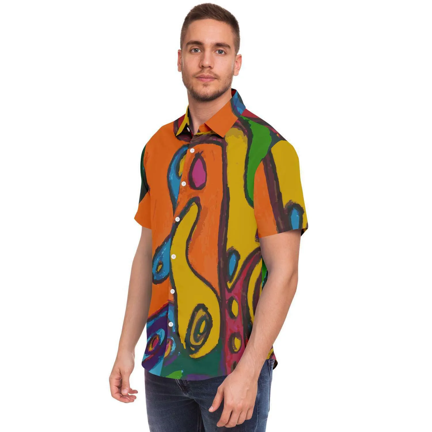 Funky Artist Print Button Down Shirt