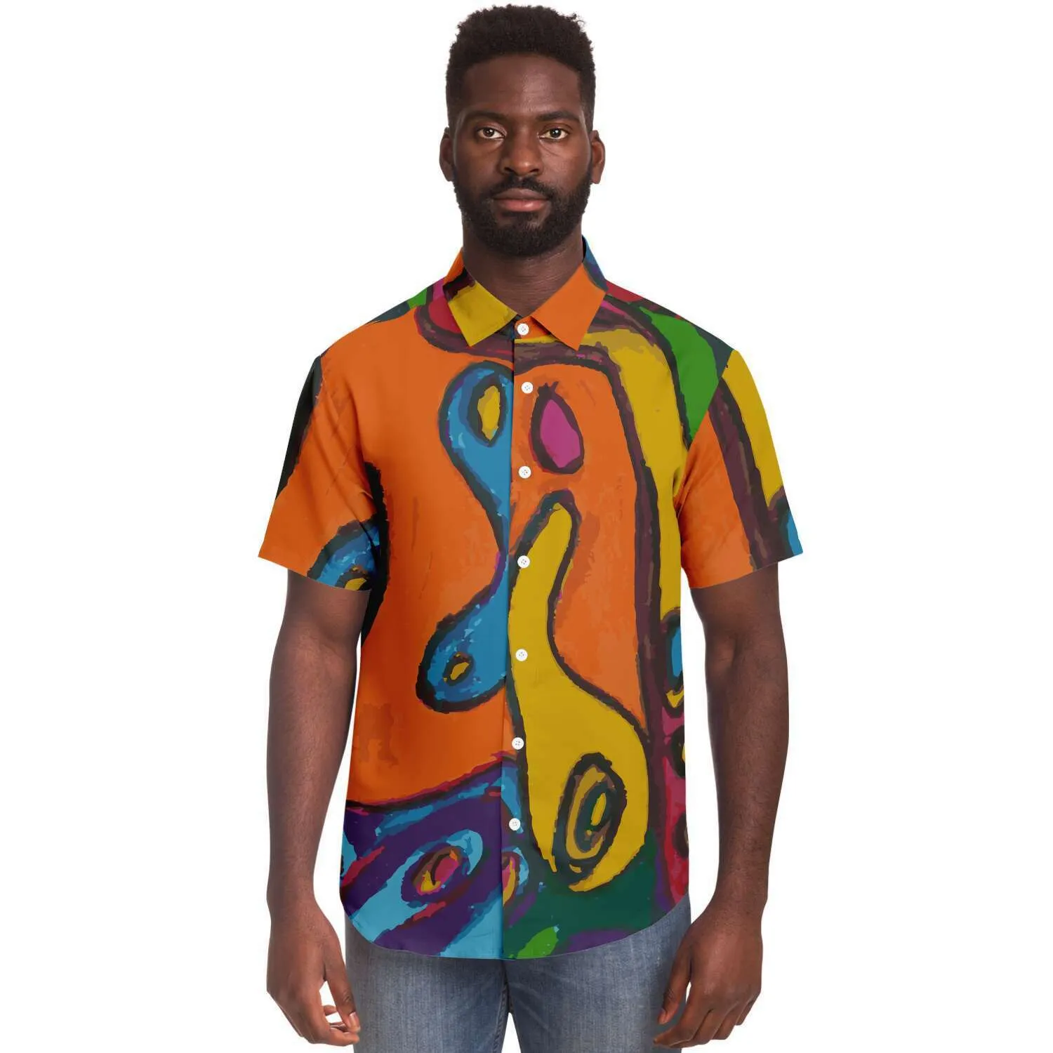 Funky Artist Print Button Down Shirt