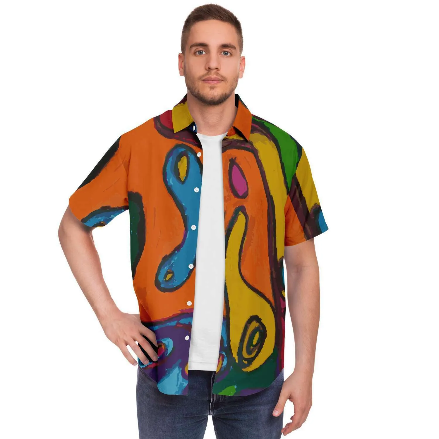 Funky Artist Print Button Down Shirt