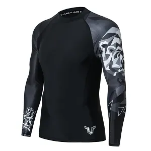 Graphic UPF50  Long Sleeve Rash Guard for Men - Bear Style