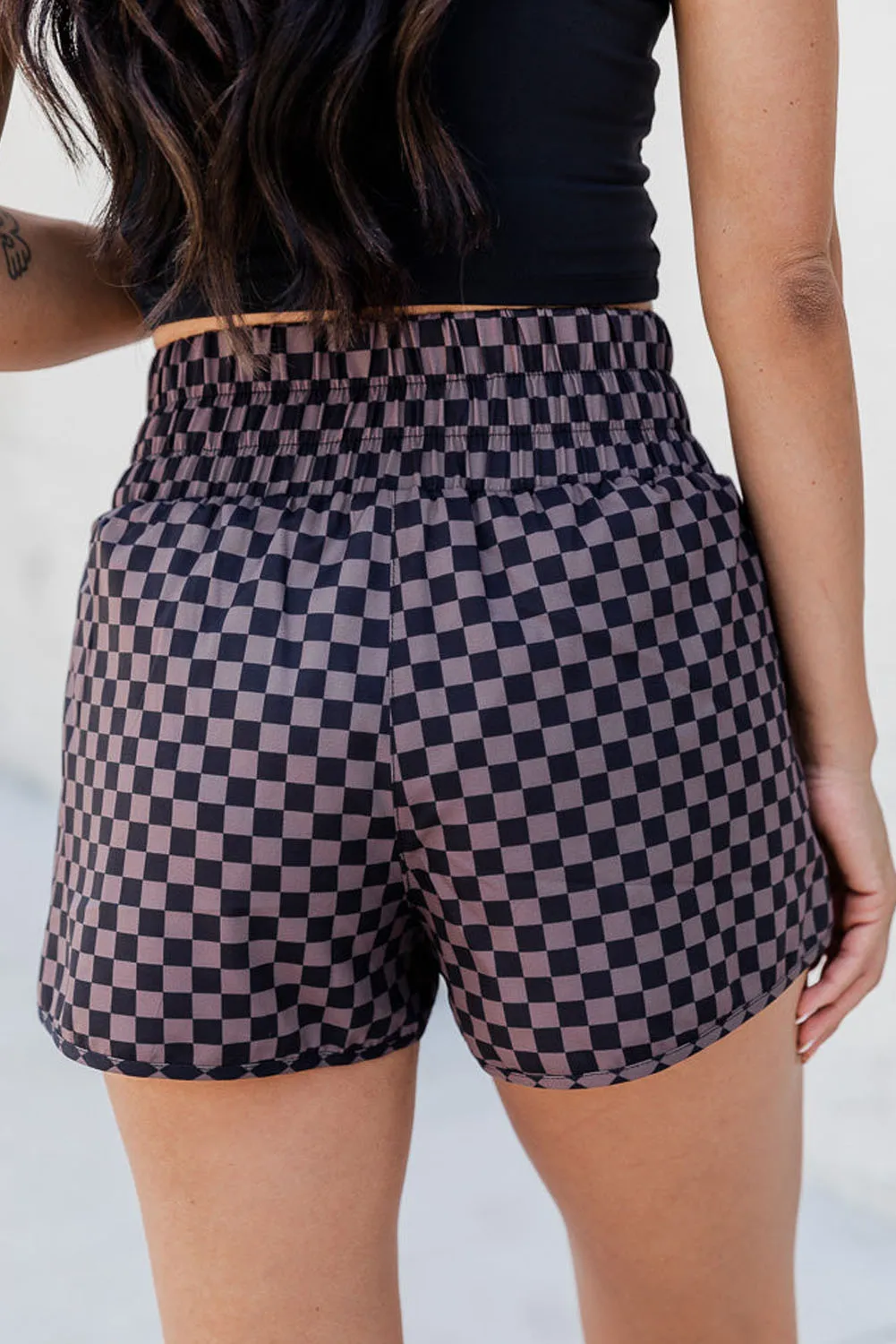 Gunner Checkered Elastic Waist Shorts