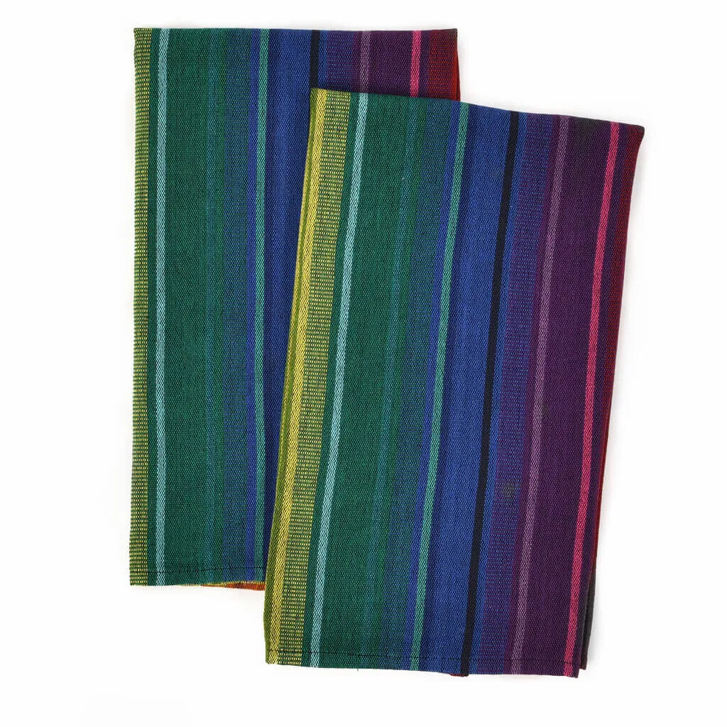 Hand Woven Striped Kitchen Towels | Rainbow