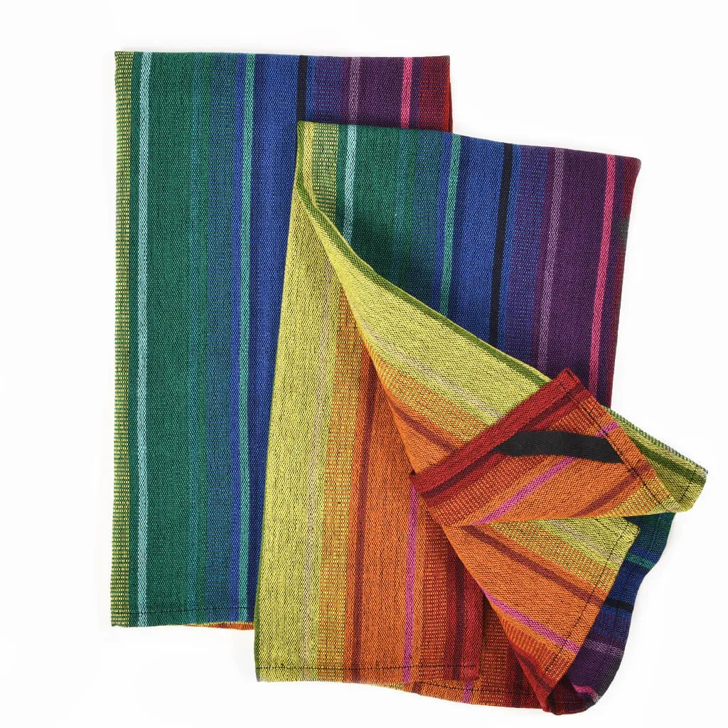Hand Woven Striped Kitchen Towels | Rainbow