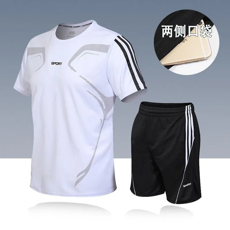 INSTOCK-Summer printed quick-drying men's short-sleeved shorts