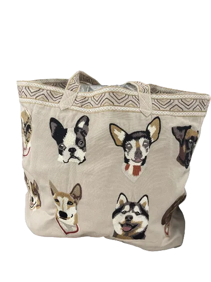 Johnny Was Casper Linen Embroidered Pillow Square Ivory Dog Pet Dogs New