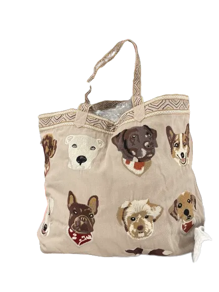 Johnny Was Casper Linen Embroidered Pillow Square Ivory Dog Pet Dogs New