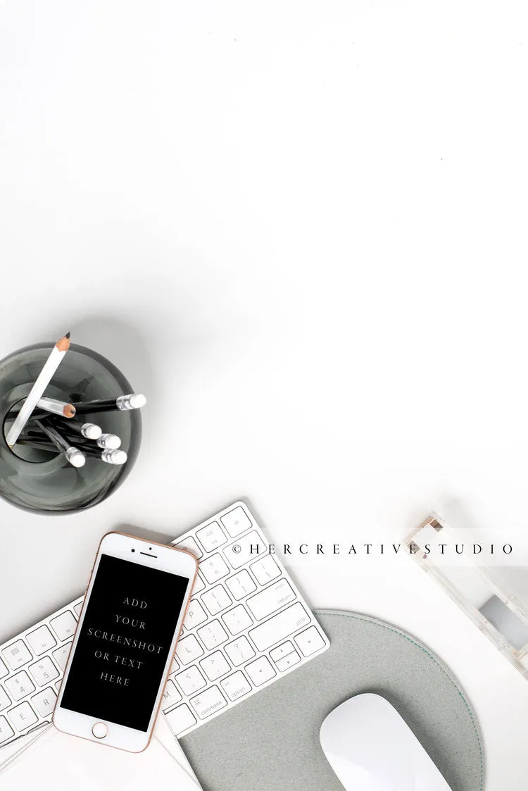 Keyboard and Smartphone with Pencils