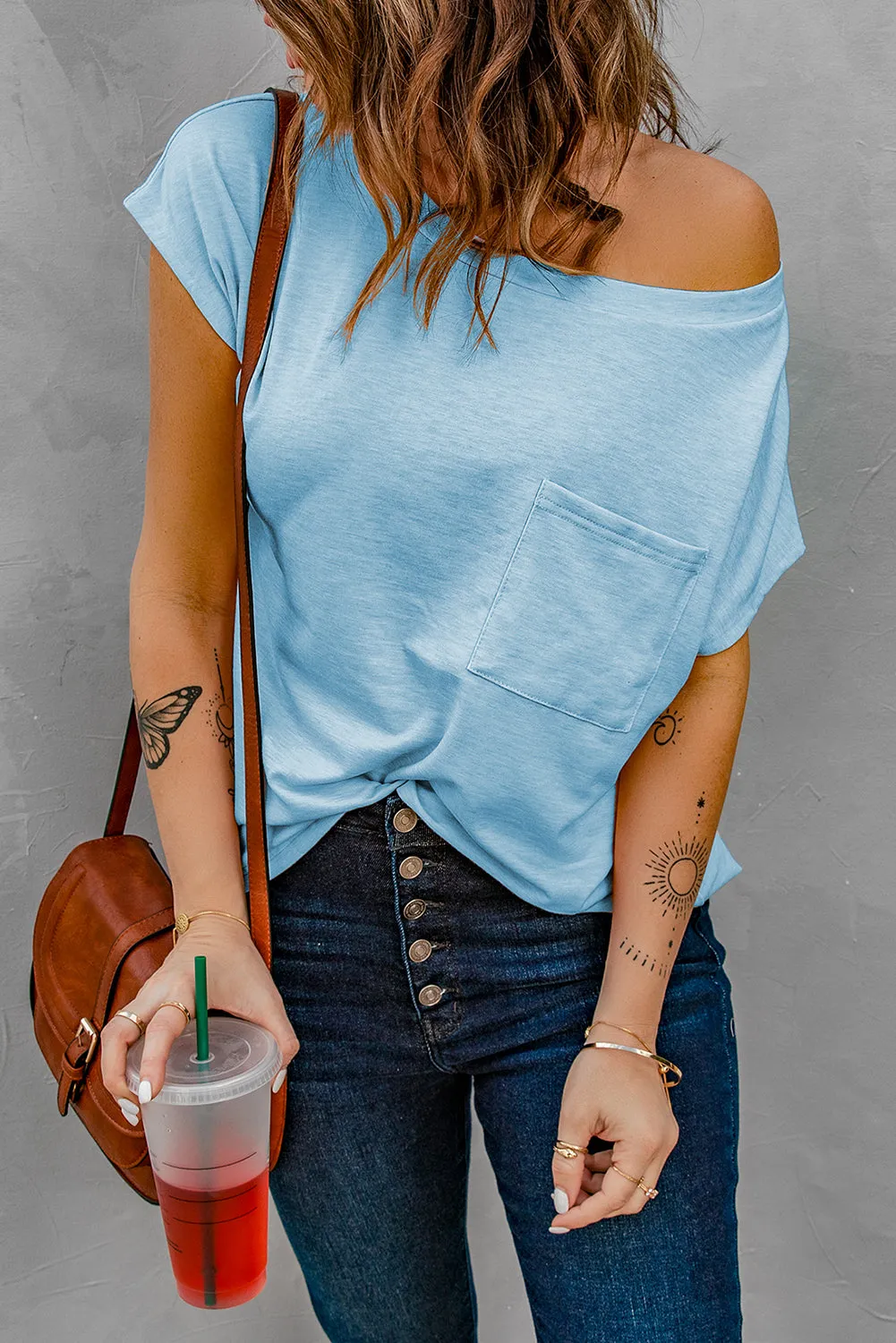 Knit Pocketed Tee with Side Slits