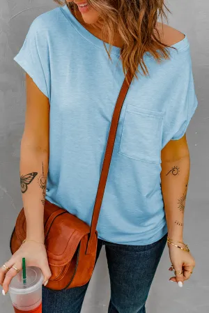 Knit Pocketed Tee with Side Slits
