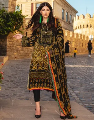 Latest designer Pakistani linen outfit in deep black color # P2412