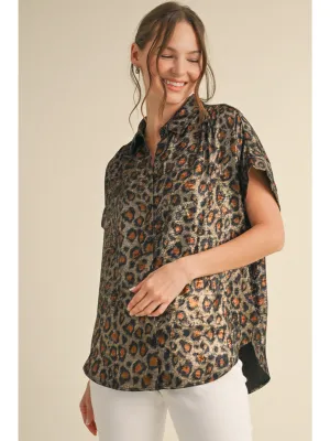 Leona Leopard Metallic Blouse