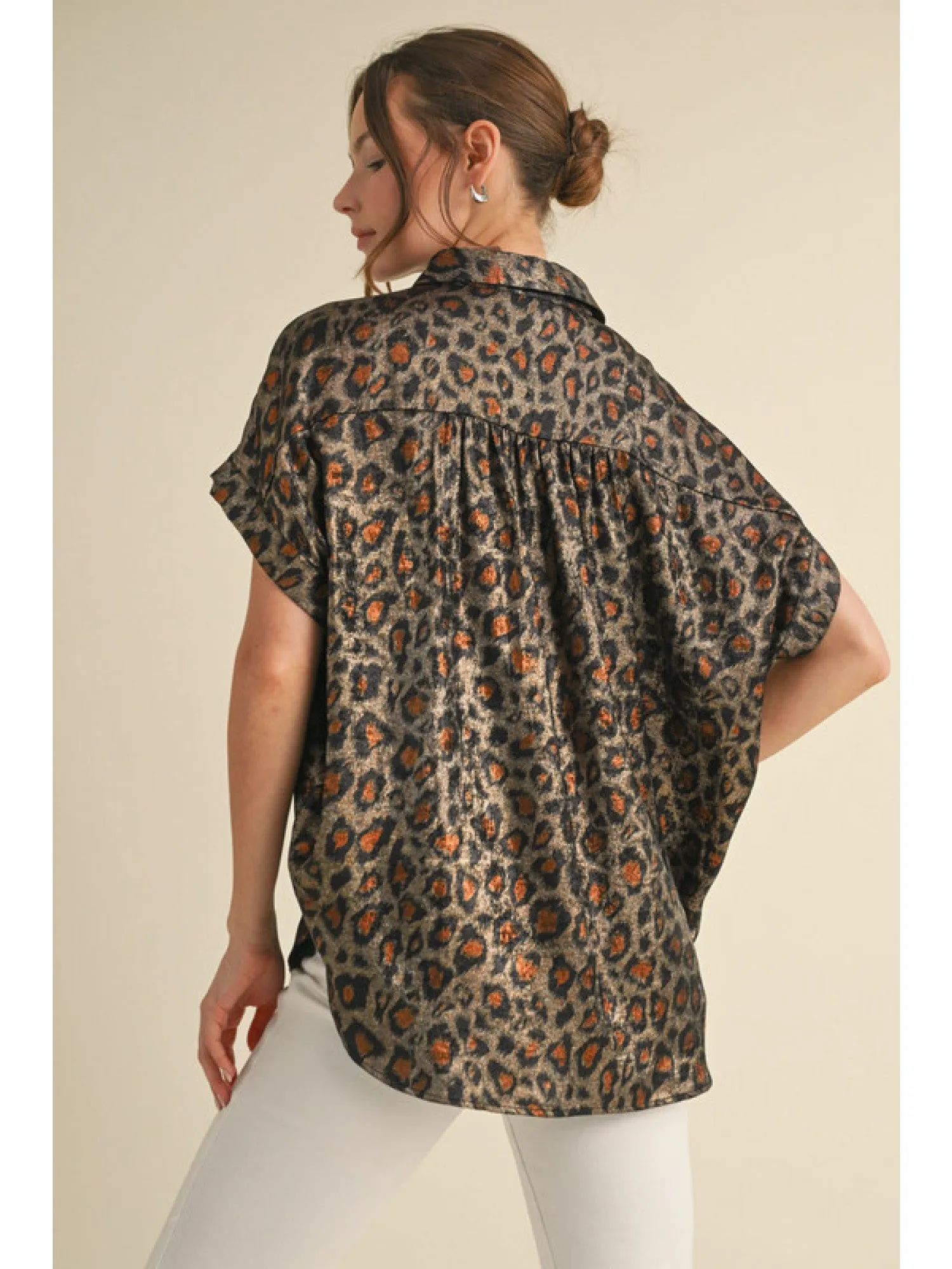 Leona Leopard Metallic Blouse