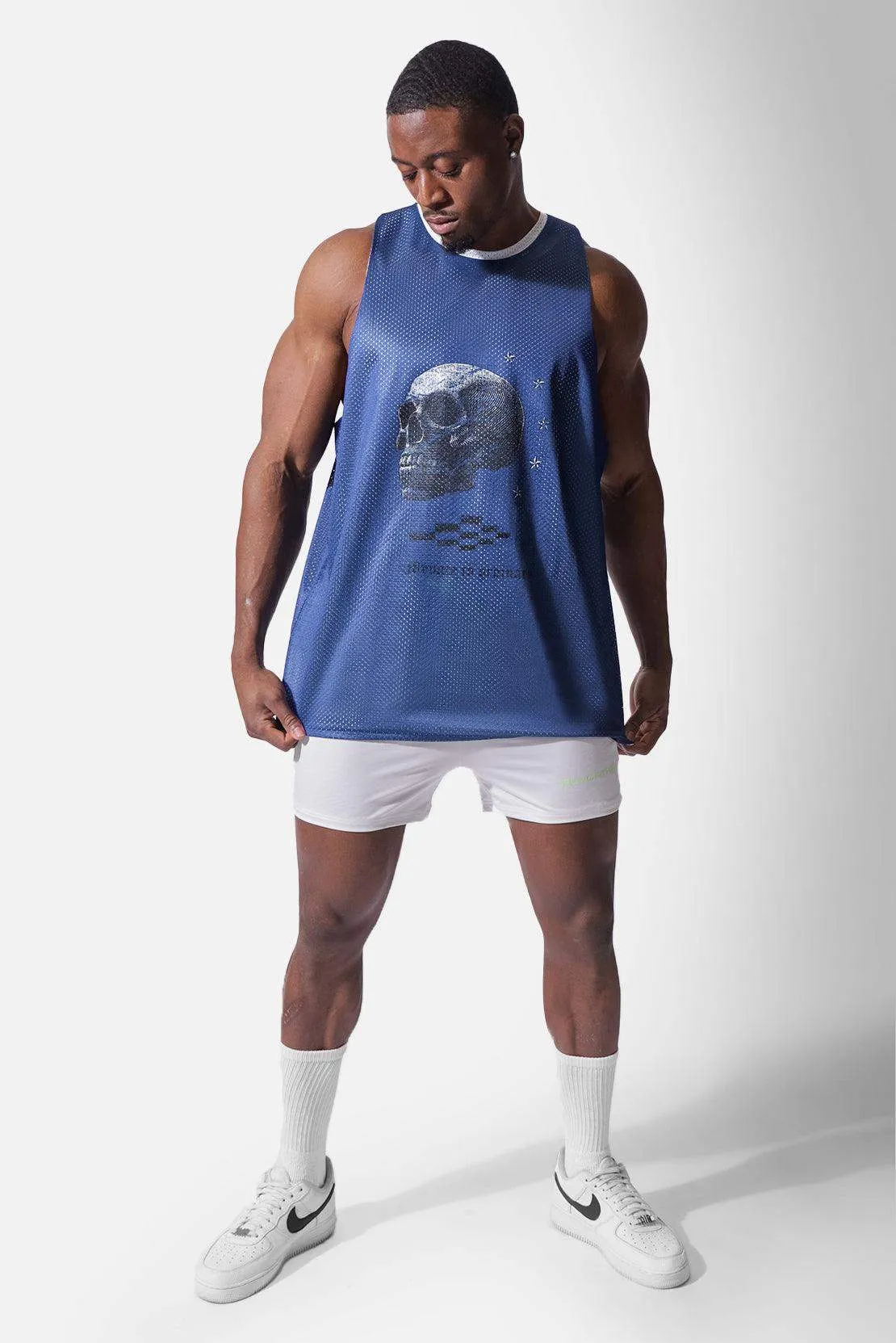 Lightning Mesh Reversible Workout Tank Top - Blue Sky