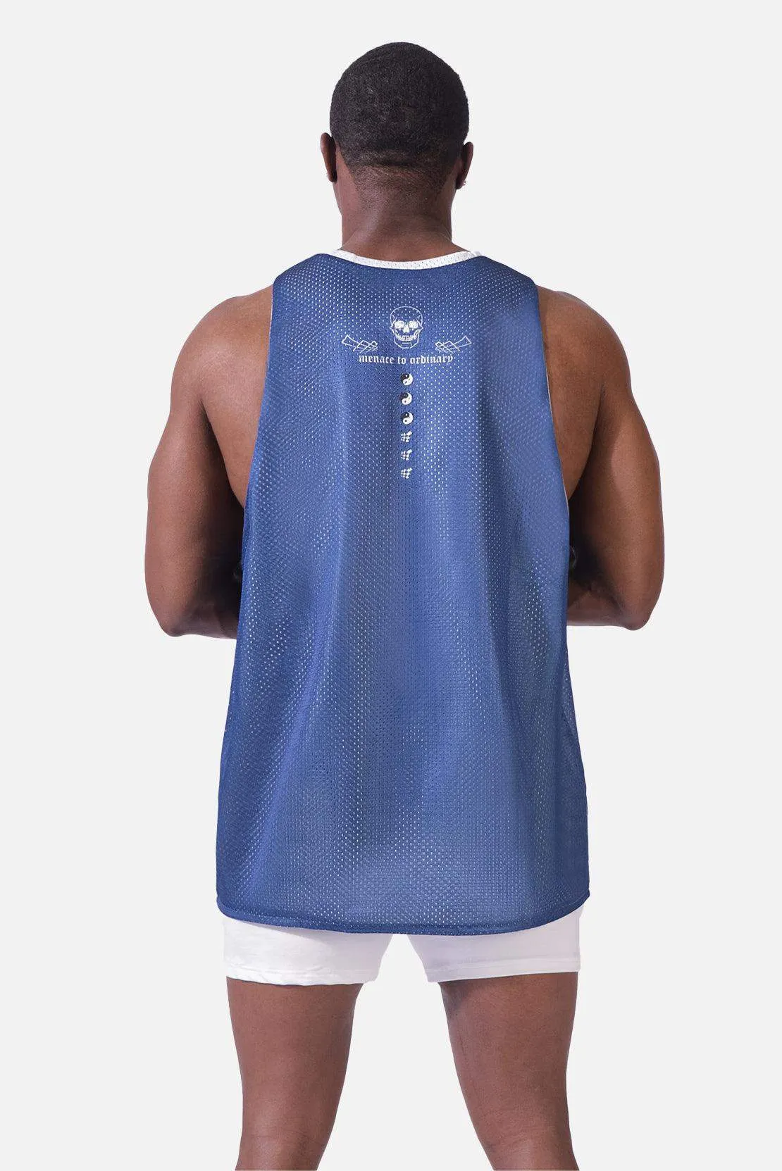 Lightning Mesh Reversible Workout Tank Top - Blue Sky