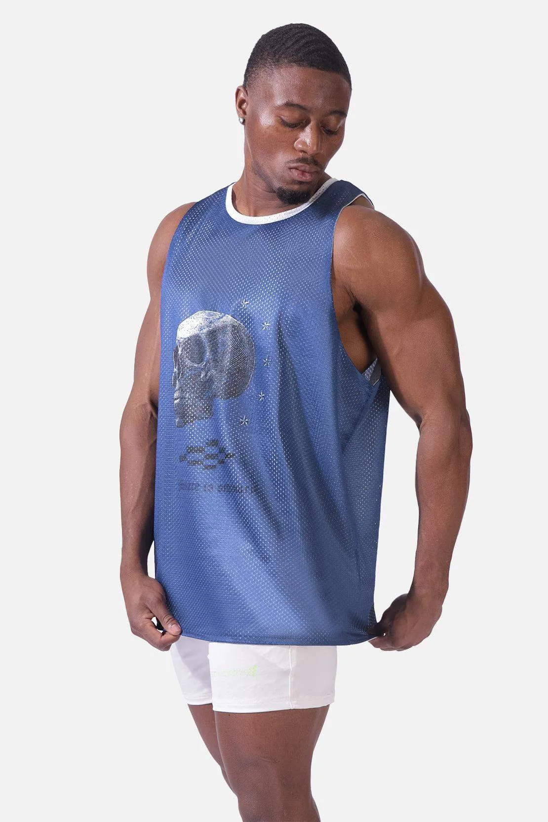 Lightning Mesh Reversible Workout Tank Top - Blue Sky