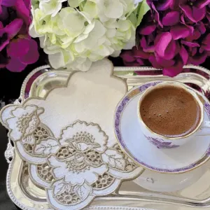 Lina Embroidered Linen Table Dinner Napkins - 12 pcs