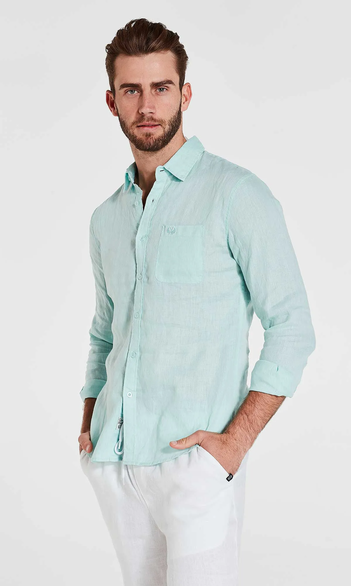 Linen Shirt Long Sleeve Spearmint