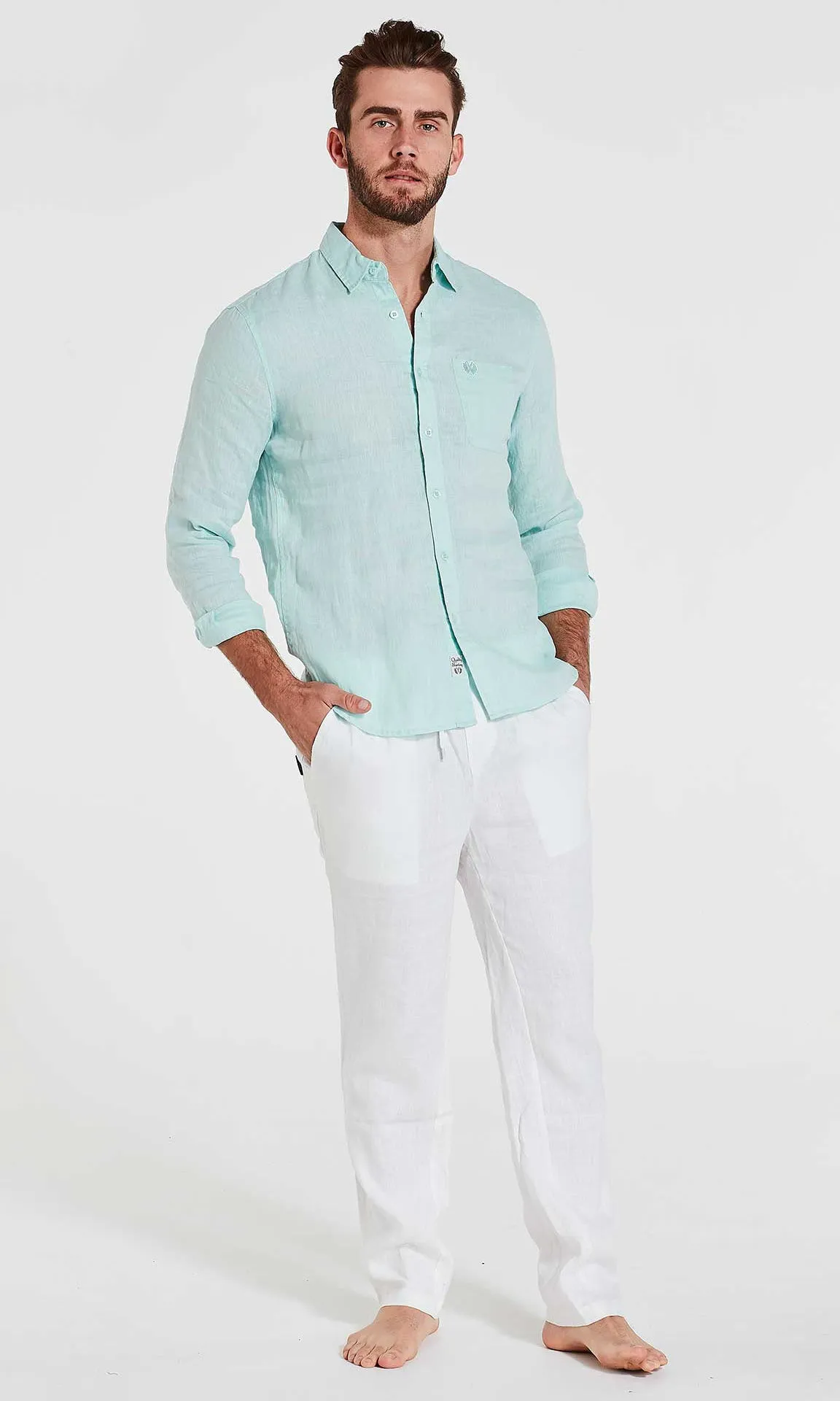 Linen Shirt Long Sleeve Spearmint