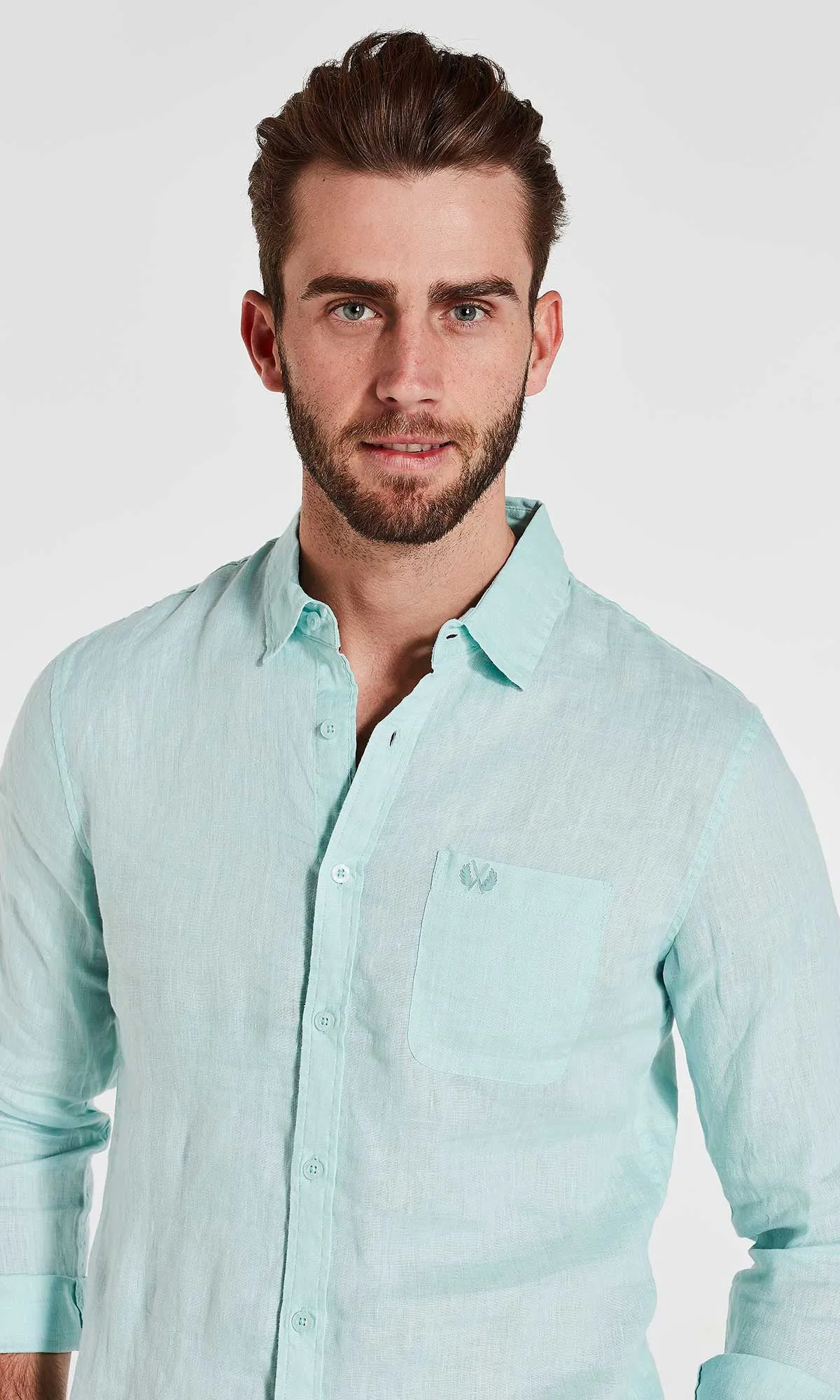 Linen Shirt Long Sleeve Spearmint