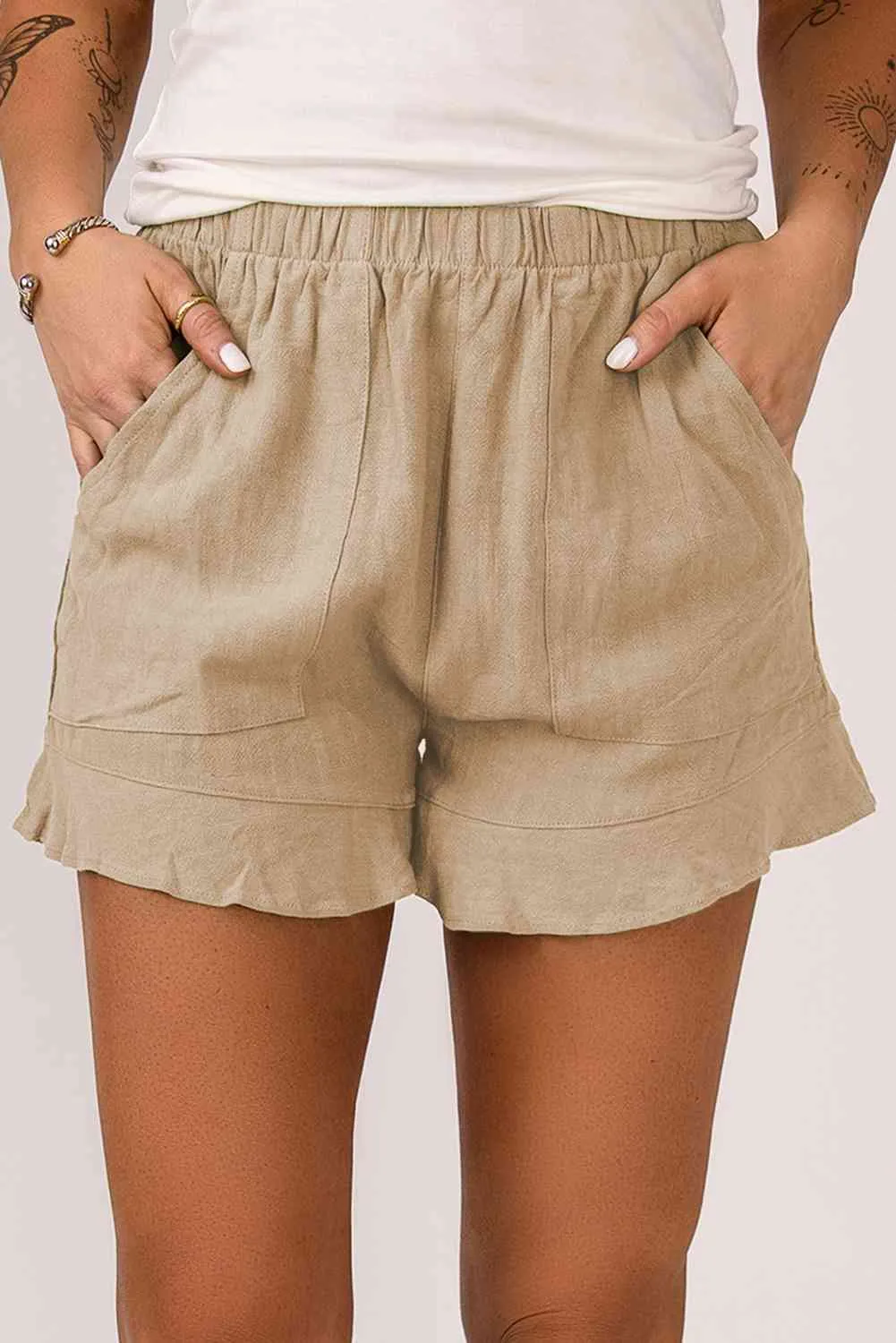 Linny Elastic Waist Pocketed Shorts