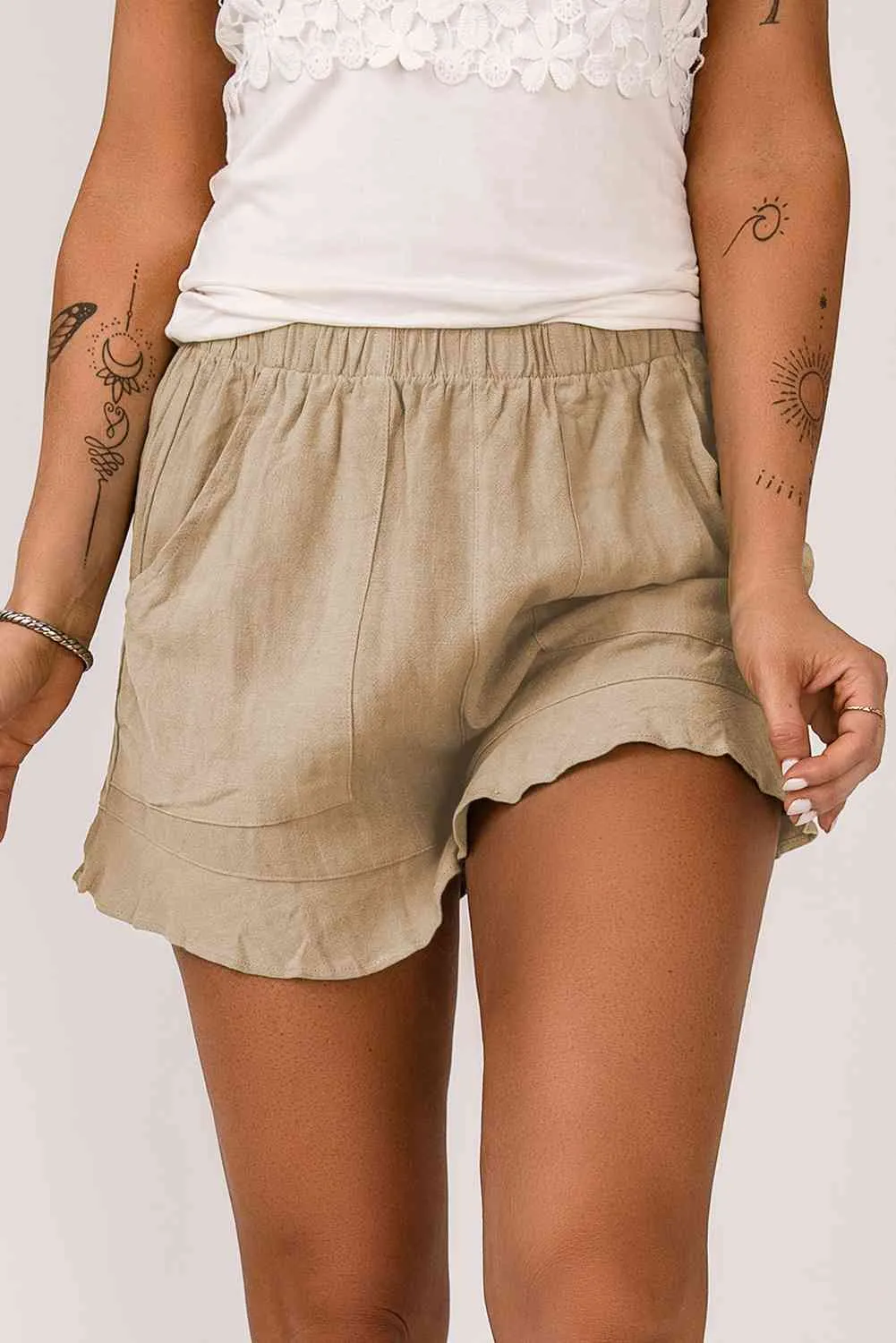 Linny Elastic Waist Pocketed Shorts