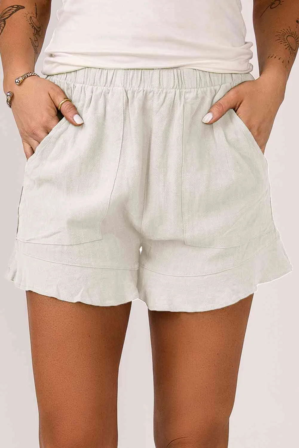 Linny Elastic Waist Pocketed Shorts