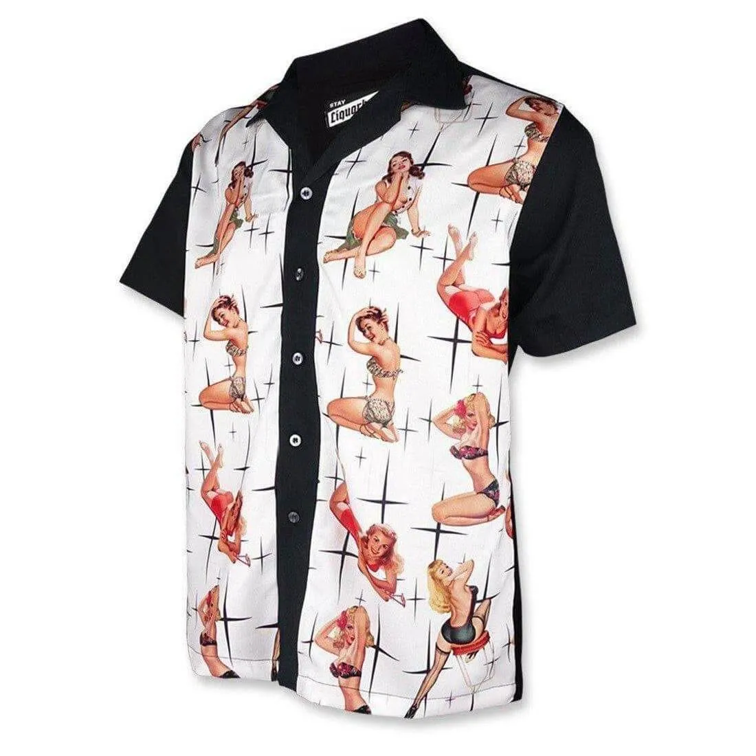 LIQUORBRAND VIXEN WHITE BOWLING SHIRT