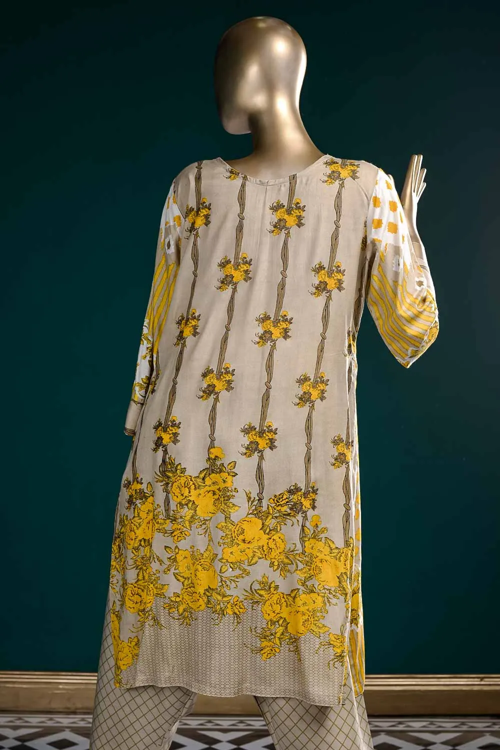 LL-5A - Wild Rose  |  Unstitched Printed & Embroidered Linen Dress