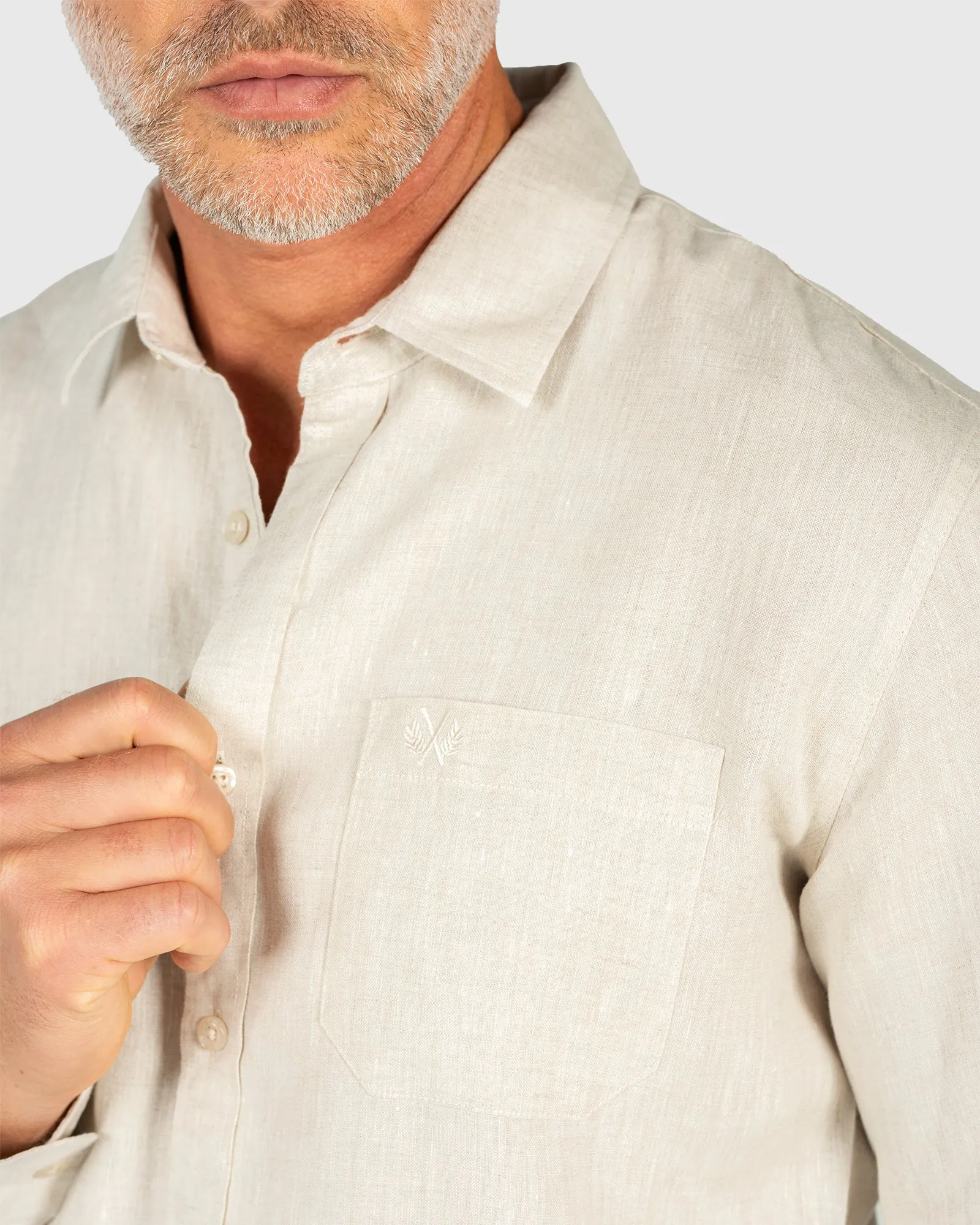 Long Sleeve Linen Shirt - Sand