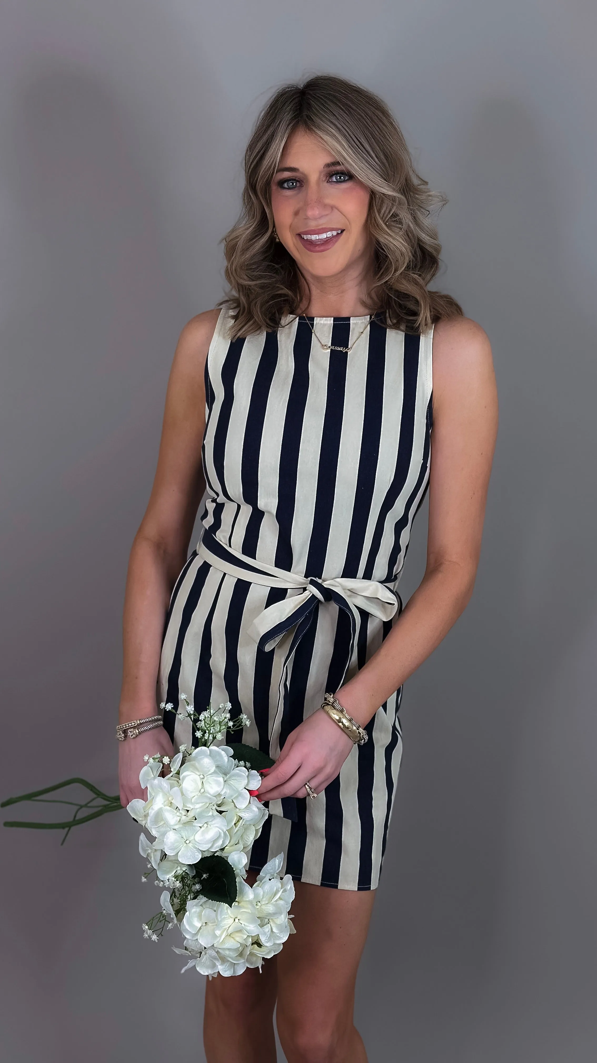 Mariella Striped Mini Dress