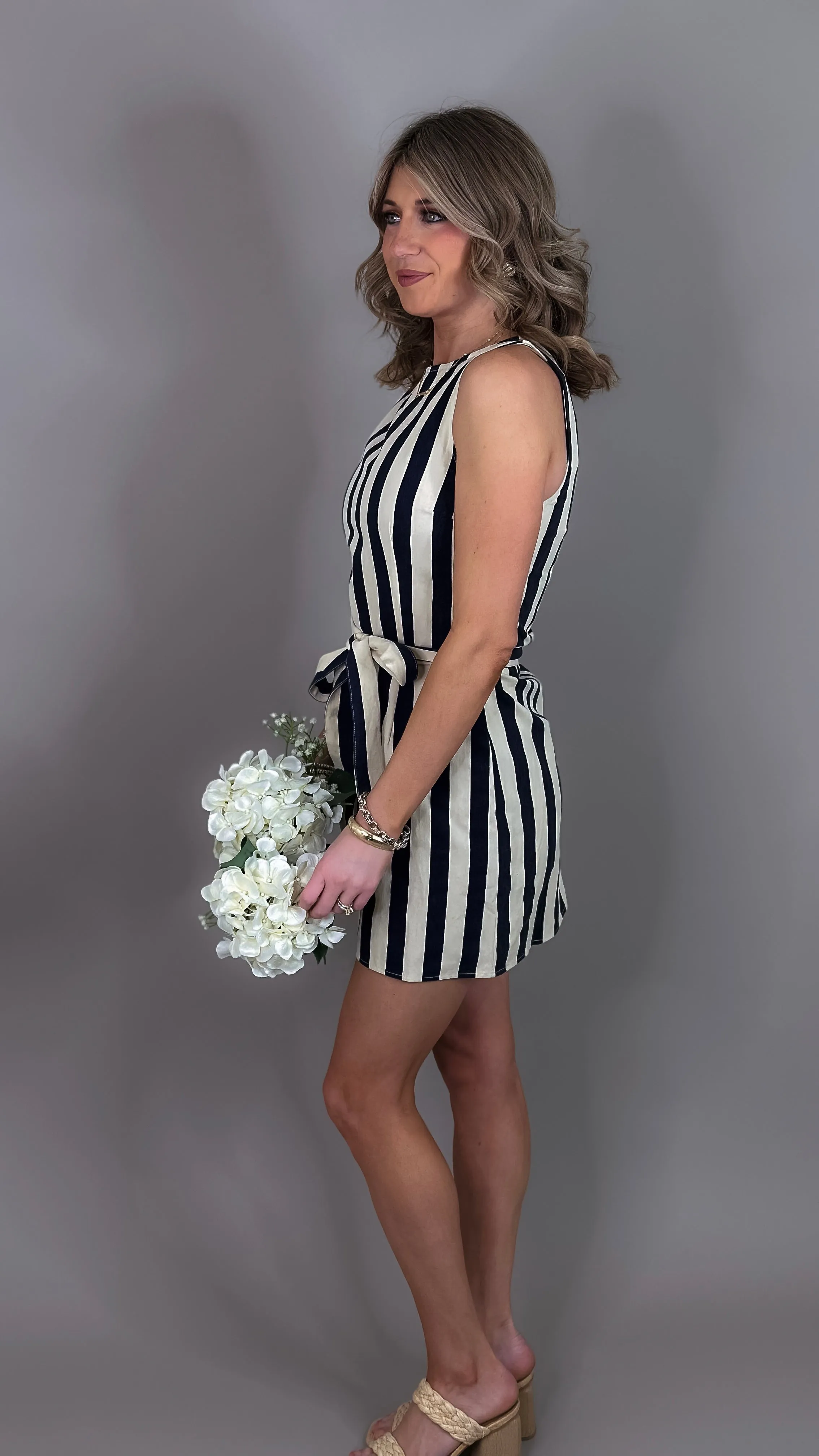 Mariella Striped Mini Dress