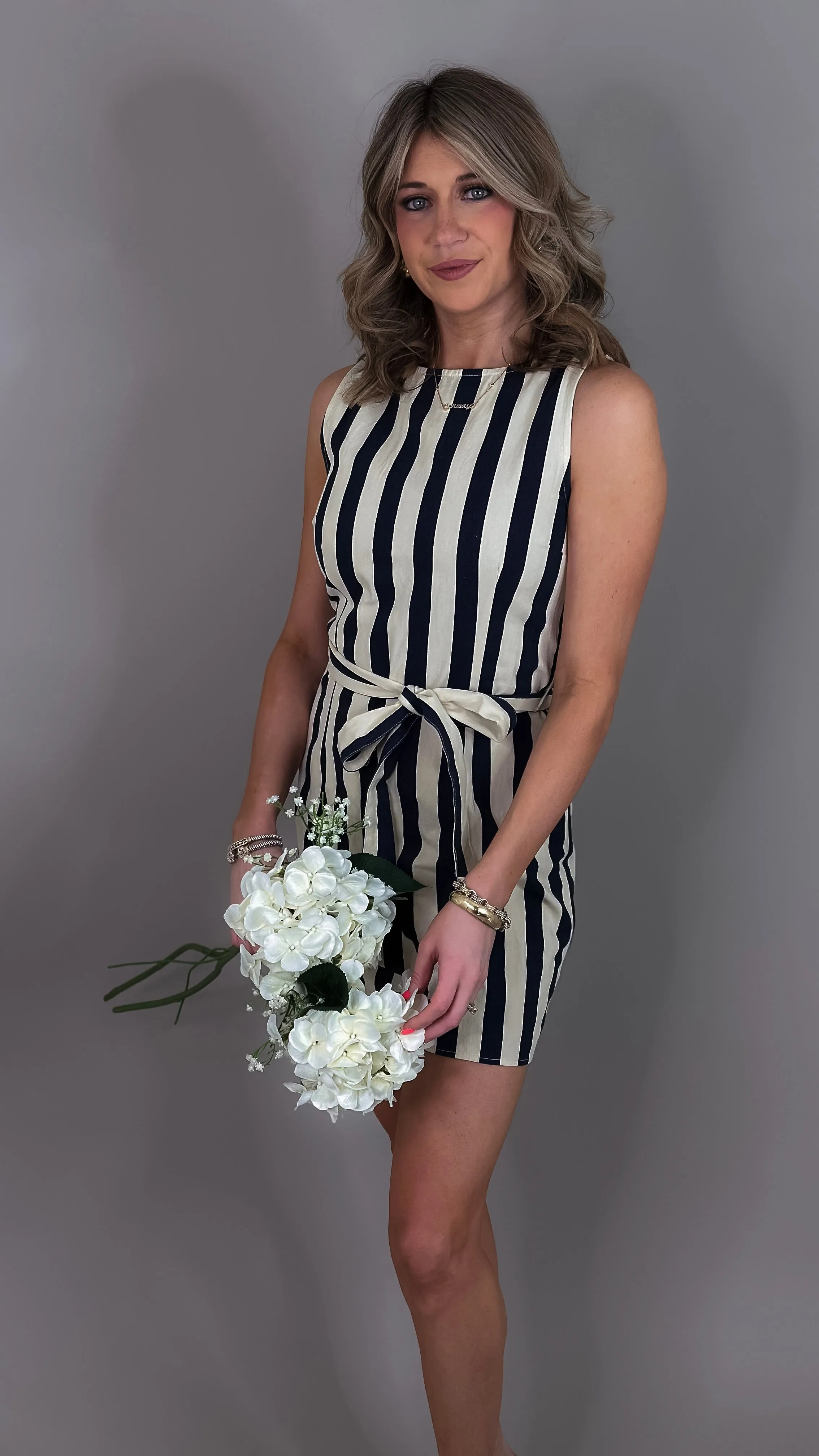 Mariella Striped Mini Dress