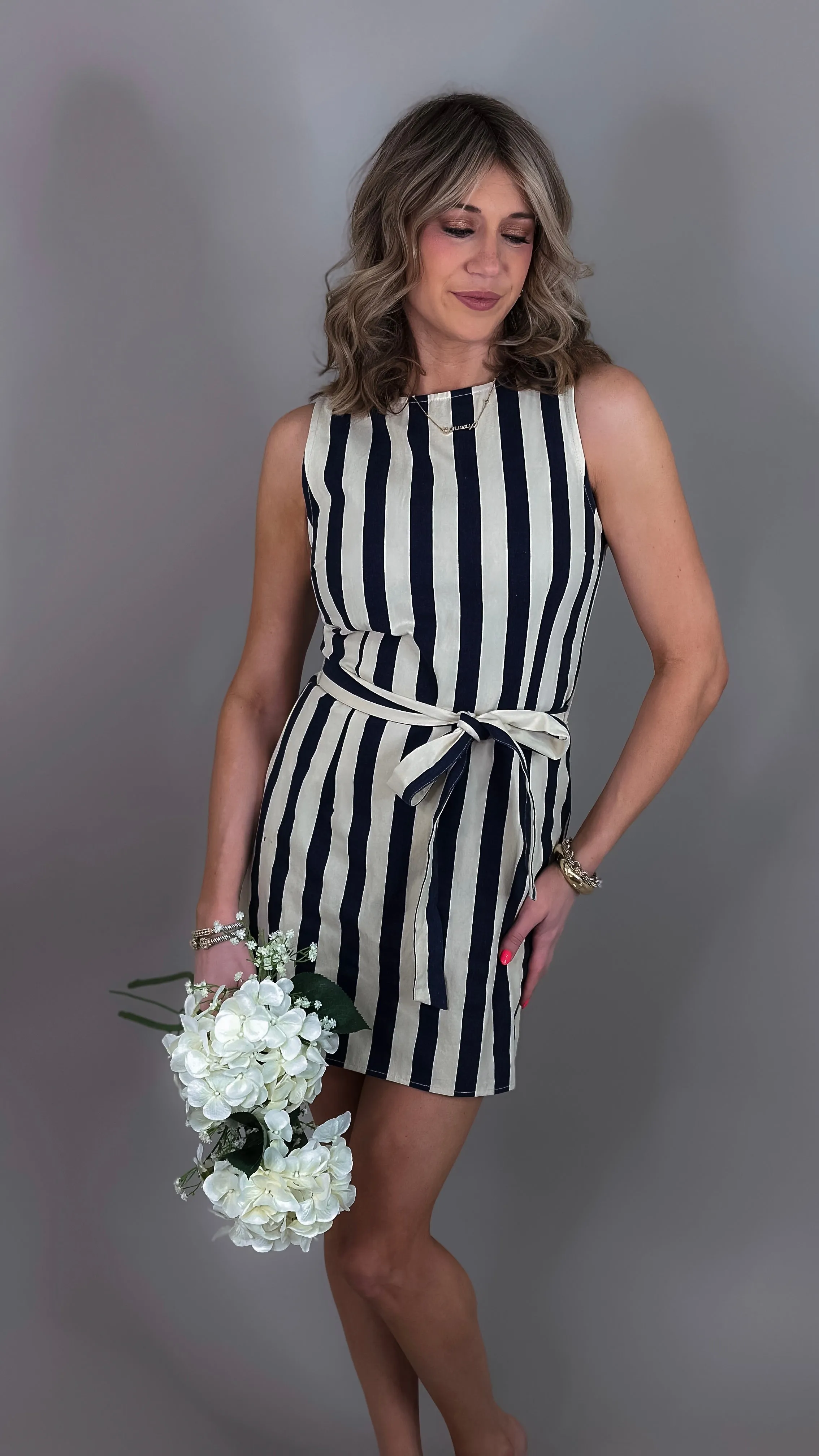 Mariella Striped Mini Dress