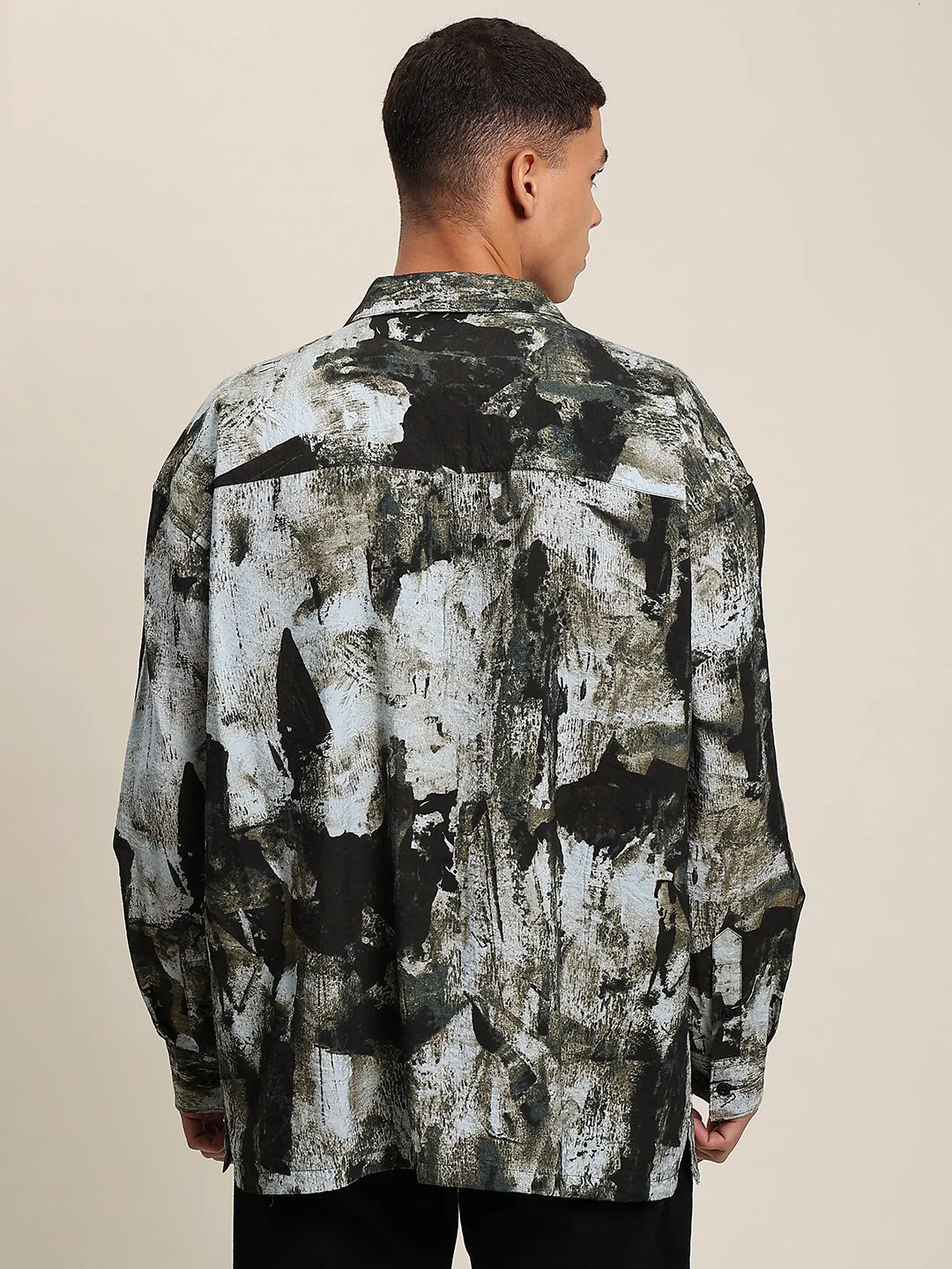 Men Black Oversized Casual Shirt