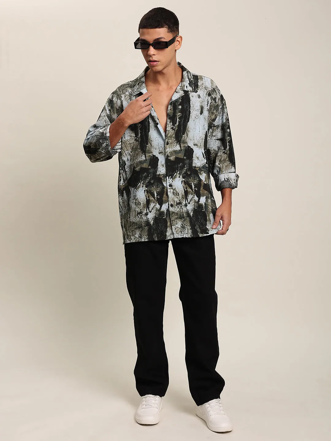 Men Black Oversized Casual Shirt
