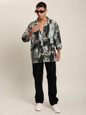 Men Black Oversized Casual Shirt