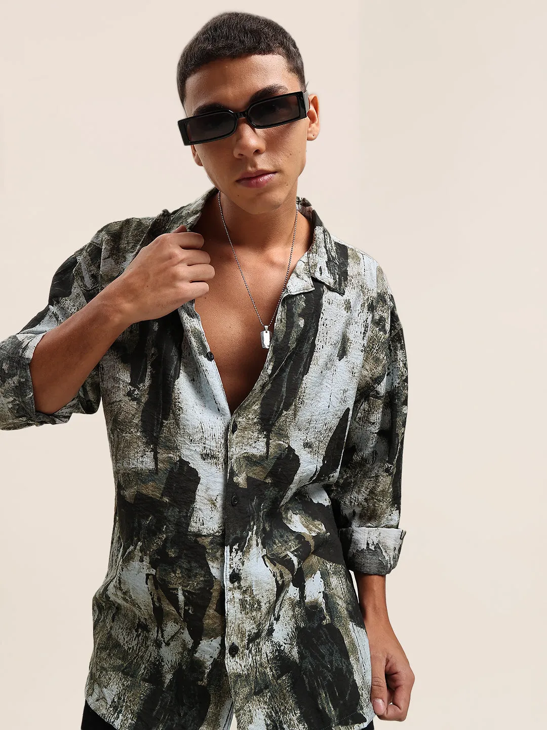 Men Black Oversized Casual Shirt