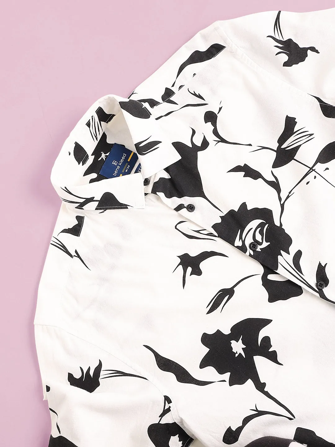 Men Black Printed Full Sleeves Shirt