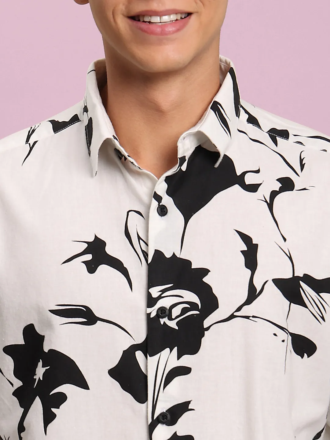 Men Black Printed Full Sleeves Shirt