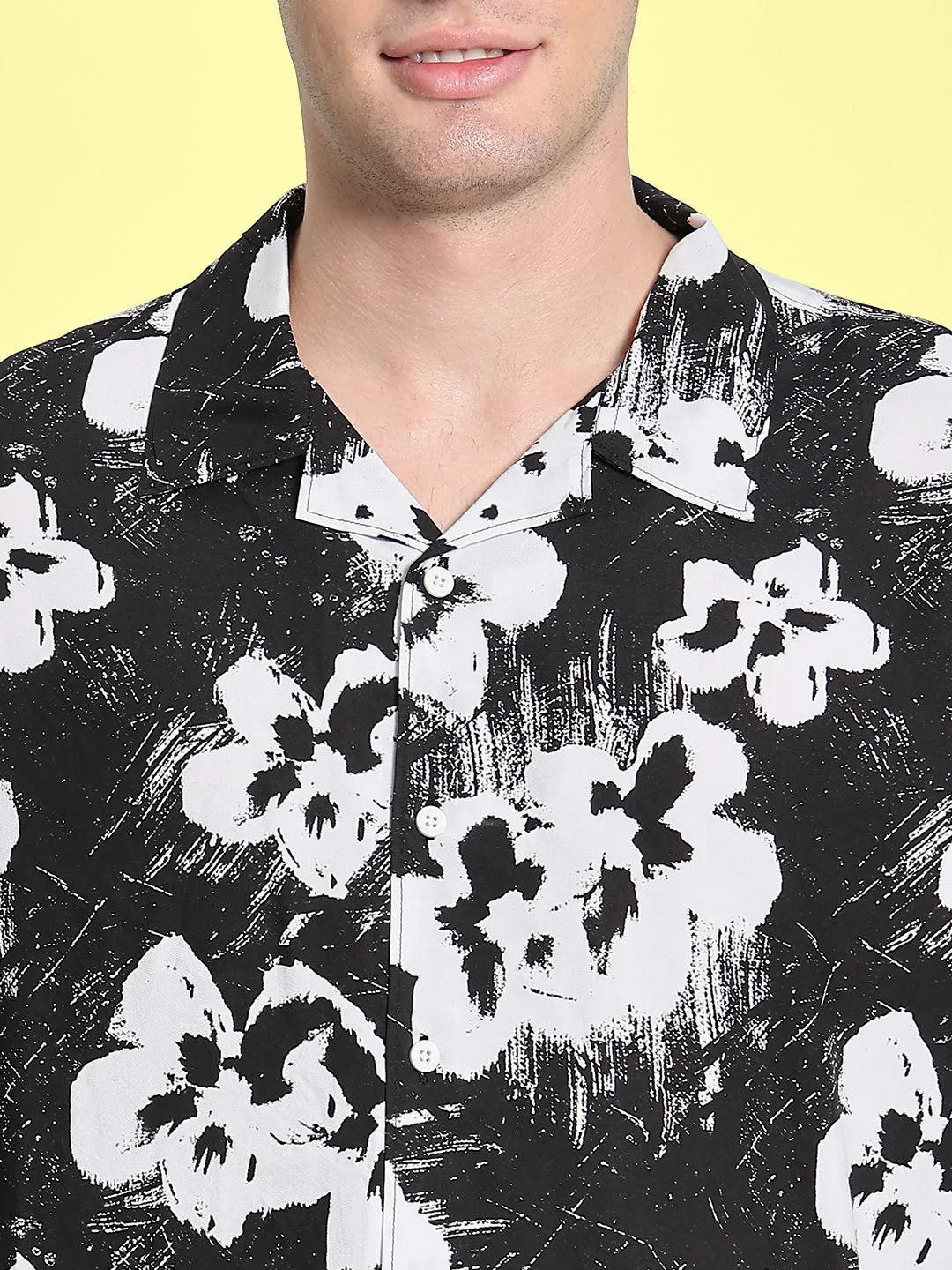 Men Black/White Oversized Digital Printed Shirt