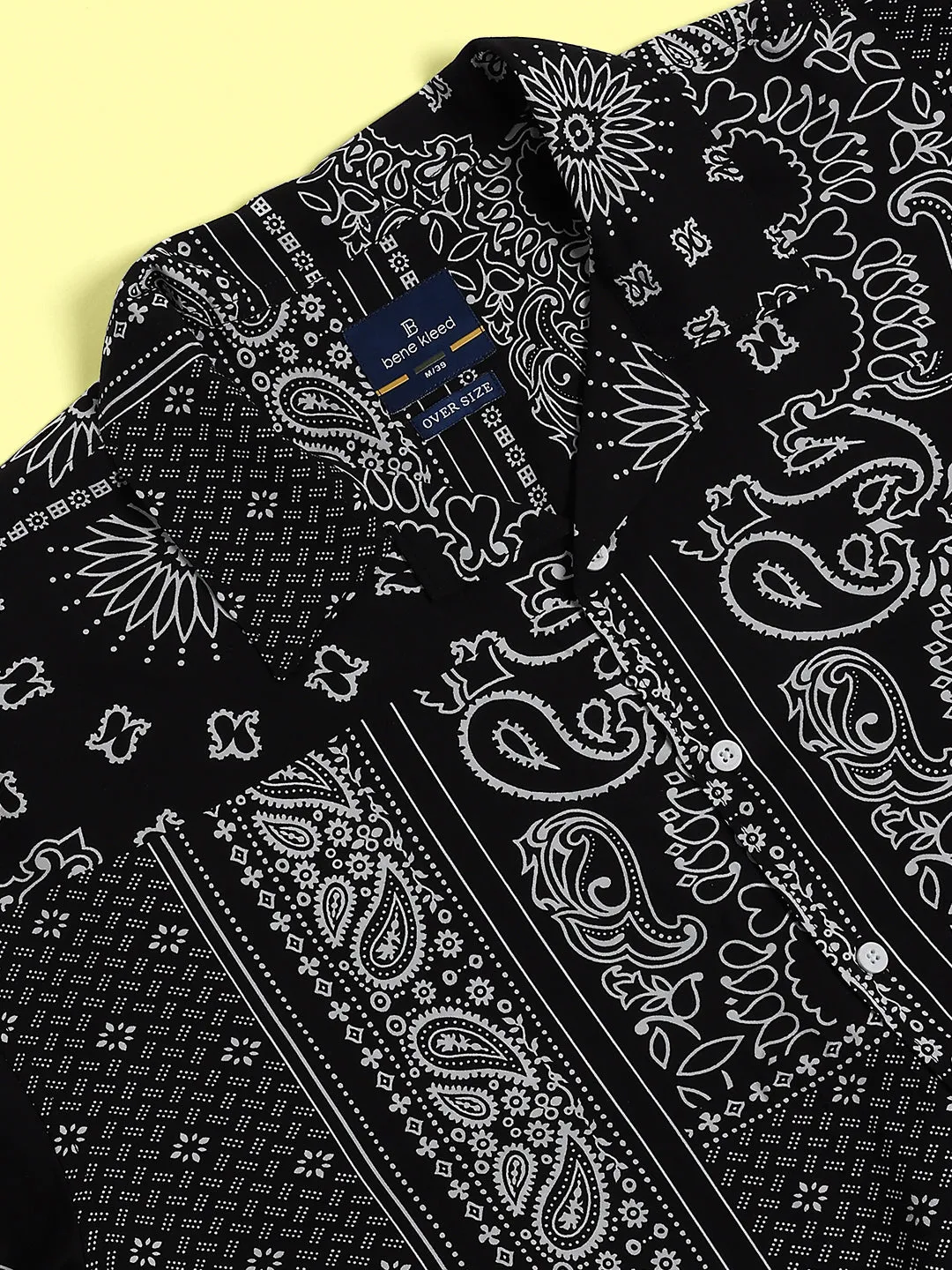 Men Black/White Oversized Digital Printed Shirt