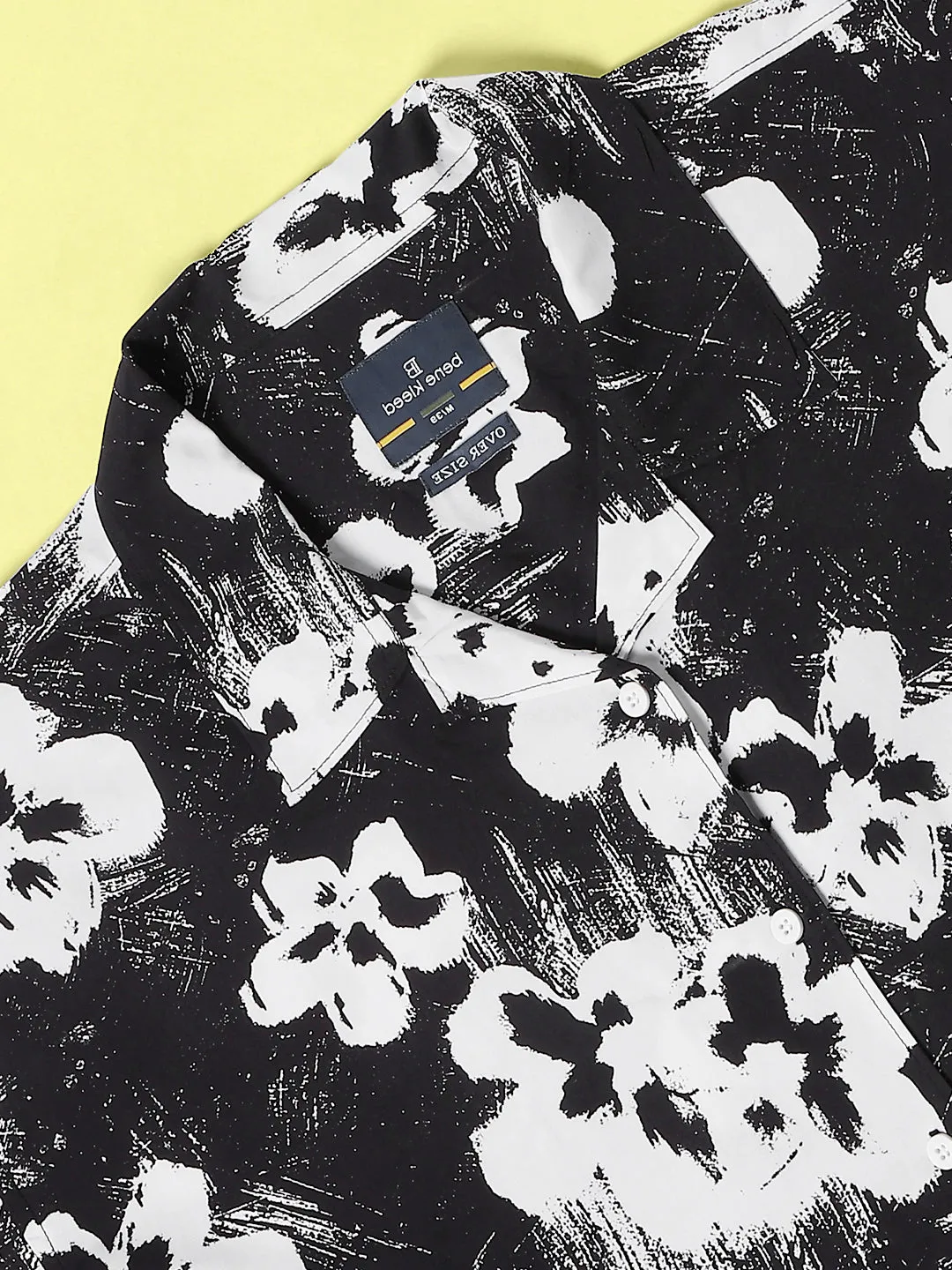 Men Black/White Oversized Digital Printed Shirt