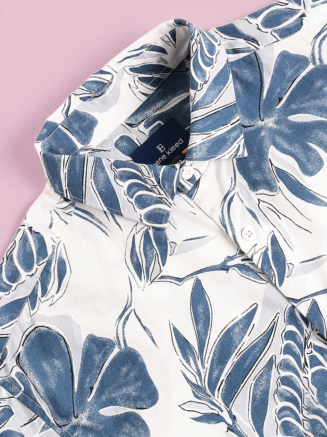 Men Blue Printed Full Sleeves Shirt