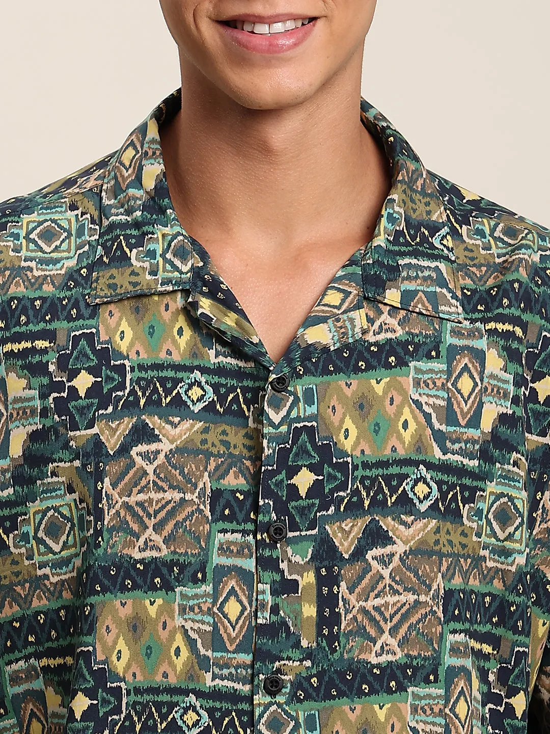 Men Green Oversized Casual Shirt
